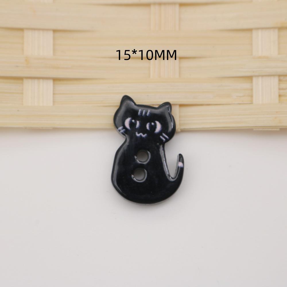 58 Styles of Cute Pink and Black & White Cat Cartoon Buttons for Children's Sweaters and Cardigans