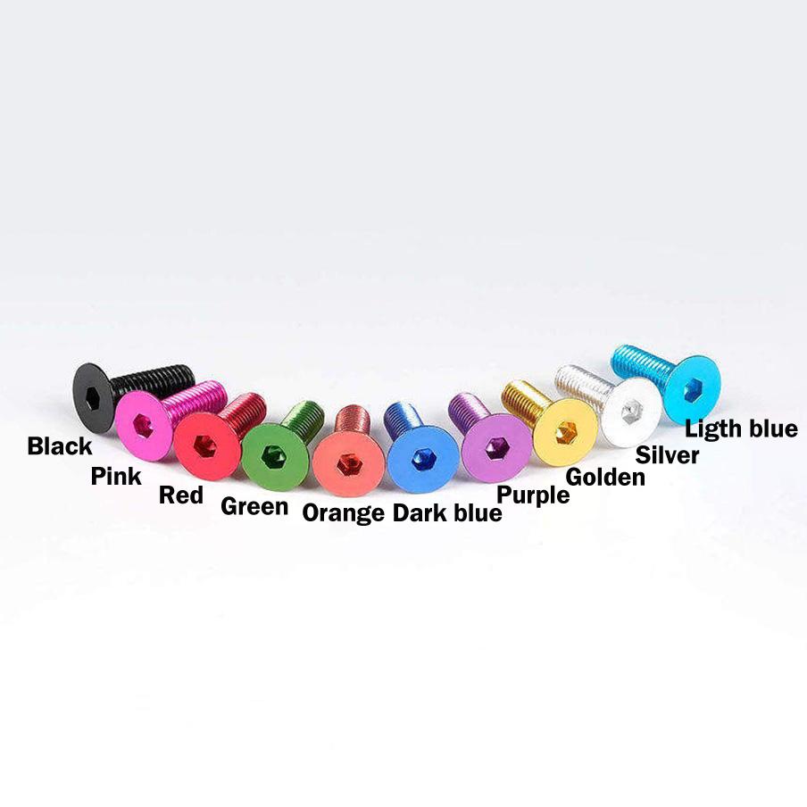 5pcs Aluminum Allen Screws M3 M4 M5 M6 Length 18/20/25/30/40mm Flat Hex Socket Countersunk Head Screws Bolts Anodized Color