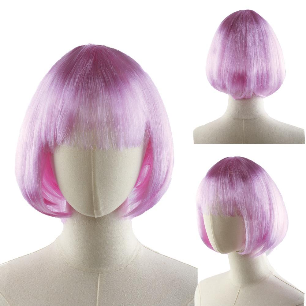 Funny Short Bob Wigs Xmas Wig Halloween Cosplay Anime Wigs Colored Straight Hair Stage Show