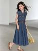 Summer 2026 Girls' Denim Tencel Dress: Lightweight, Sleeveless, Long Shirt Dress for School-Style Wear for Older Kids.