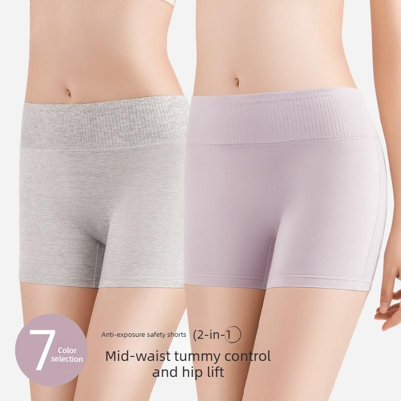 Women's Summer Cotton Anti Light Anti Wear Leg Mid Waist Safety Briefs