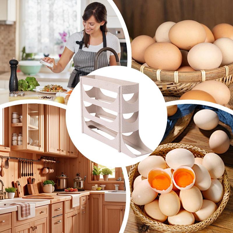 4 Tier Egg Holder Egg Dispenser Holder Automatic Egg Rolling Rack Eggs Storage Rack Egg Distributor Egg Storage Rack For Kitchen