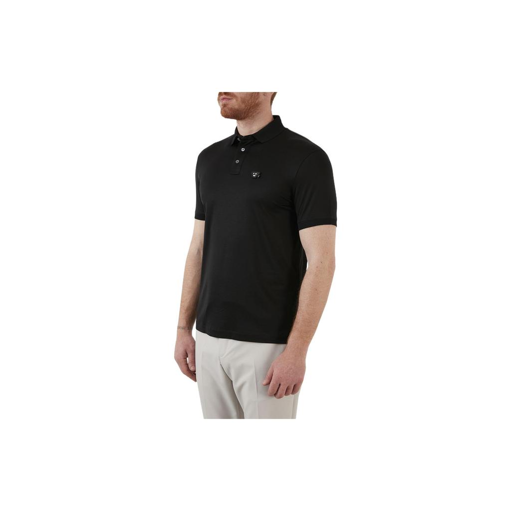 Emporio Armani Ss22 Solid Color Logo Patch Loose Casual Short Sleeve Polo Shirt Men Polo Shirts Black 3L1FAL-1JUVZ-0999