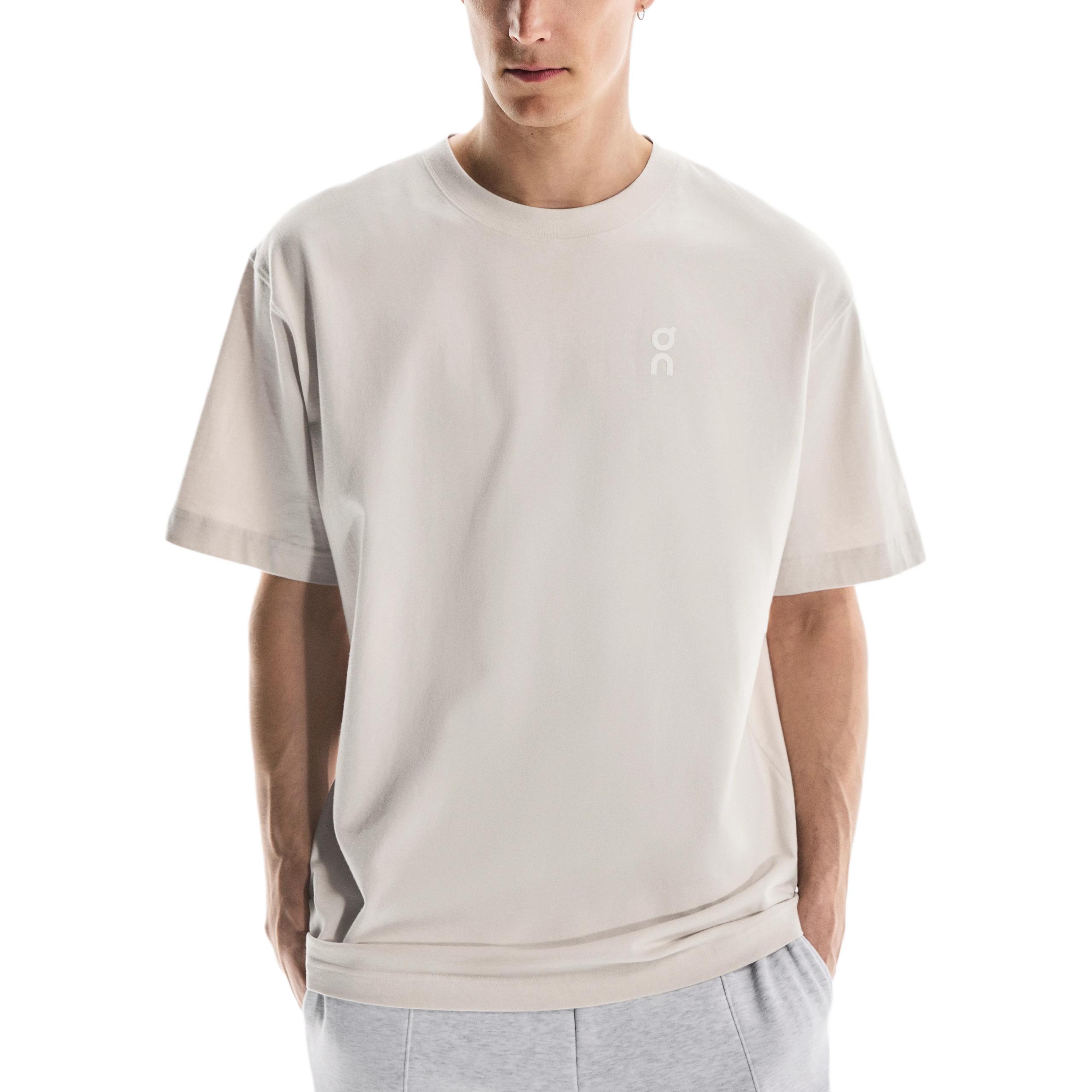 

Мужской пуловер с круглым вырезом и короткими рукавами, с графическим теннисным логотипом Club-T, удобная теннисная футболка с заниженной линией плеча, мужские топы, серебристый 1ME12350296 L