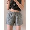 BM Sense Extended Version Elastic Waist Retro Plaid Shorts Women Summer Sexy Hot Pants Ins Style Casual Home Leggings