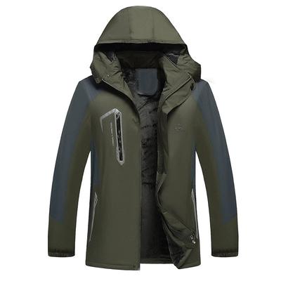 Men's Hooded Waterproof Jacket Winter Mountaineering Snow Warm Jacket Softshell Hooded Thickened Jacket