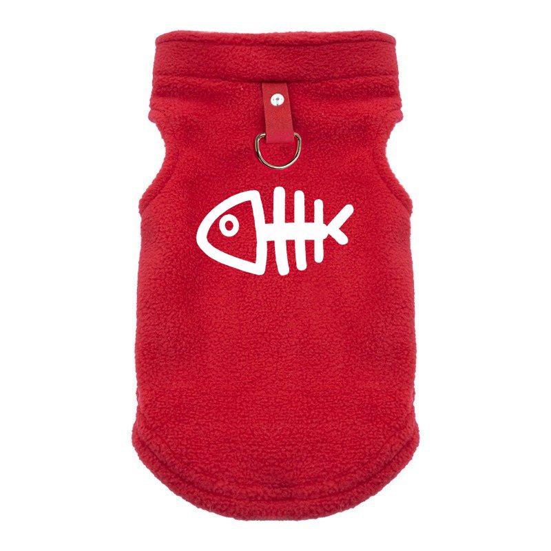 

Собачий флисовый жилет, собачий пуловер для холодной погоды, собачья уютная куртка, зимняя одежда для кошек, жилет-свитер для питомца с кольцом для поводка для маленьких щенков XL красный