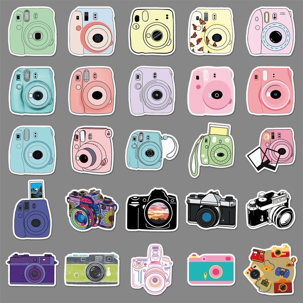 50 Cameras Doodle Cartoon Polaroid Fresh Creative Guka DIY Suitcase Mobile Car Stickers