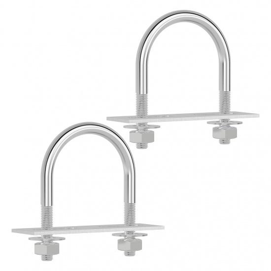 

2 Sets 304 Stainless Steel Round Bend U-Bolts 1.5 (38mm) Inner Width 2.28 (58mm) Length M6 with Nuts, Frame Plate, Washers, Accessories for Boat 12×30mm(W*L)