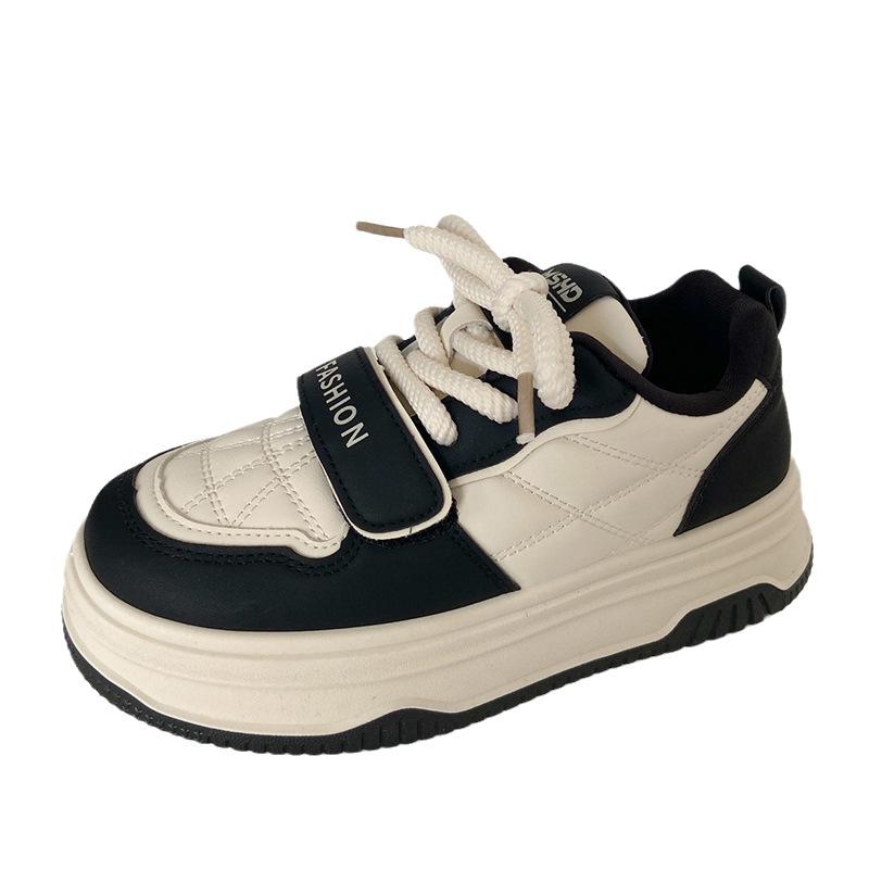 

K819 thick-soled bread little white shoes female students niche cute round head 2024 new ins tide heightening board shoes 40 чёрный