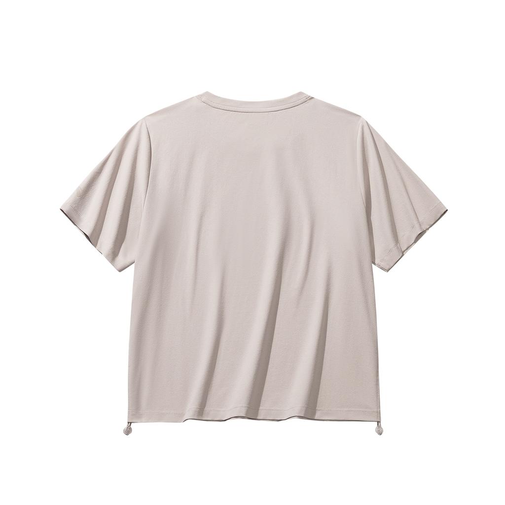 Anta Short Sleeve Knitted T-Shirt Women tops Iron-Gray 962628107-3