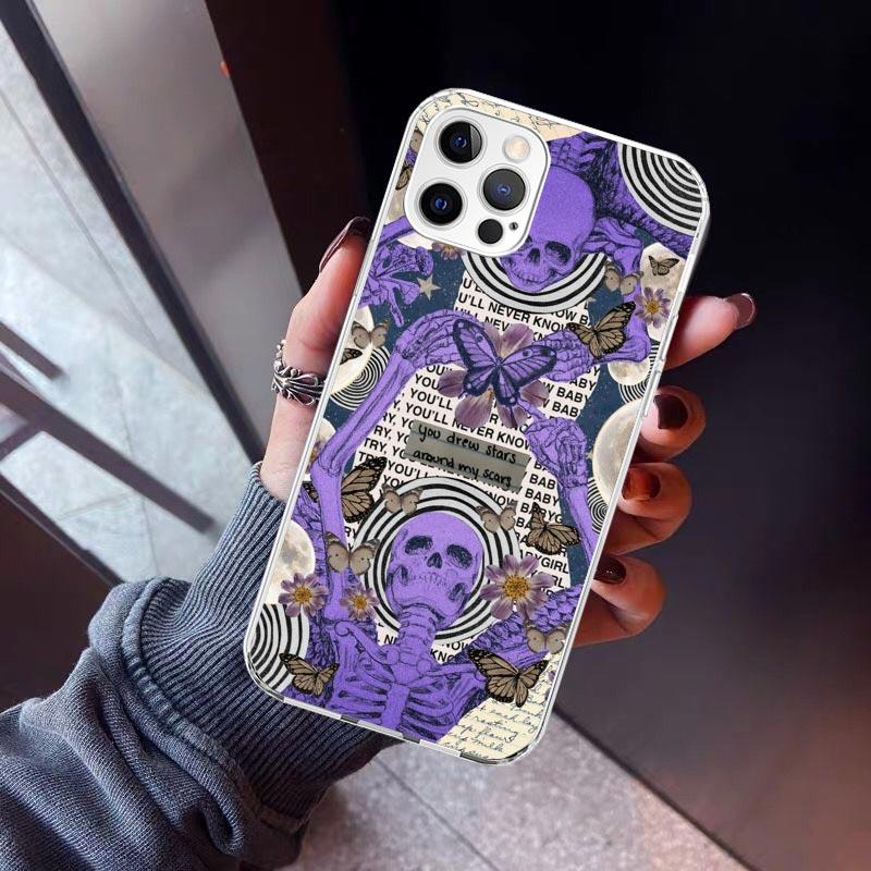 Retro Skull Butterfly Phone Case For iPhone 17 Air 11 13 Mini 14 15 Plus 16 12 Pro Max 16E SE 7 8 Pattern Soft TPU Back Cover  1