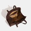 Vegetable-tanned suede bowling bag, vintage suede shoulder tote bag, large-capacity commuter handbag, crossbody bag for women