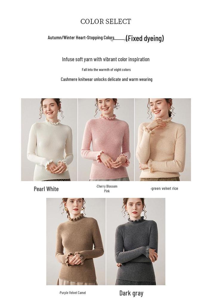 Autumn Winter Cashmere Knit Base Layer - Women's Soft & Comfortable Solid Color Fashion Top