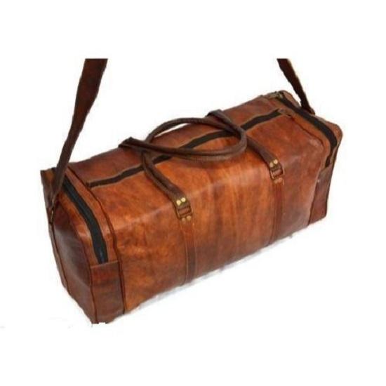 Cestovní taška Duffle Gym Bag 28" pánská hnědá Vintage z pravé kozí kůže