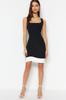 Women's Fashion Casual Sleeveless Mini Multicolor Tulle Fitted Body-Fitting Mini Gathered Zero Sleeve Flexible Knitted Dress