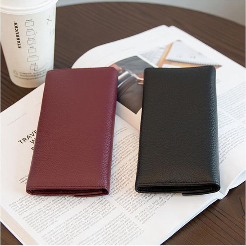 Ekte skinn lange damelommebøker Myk 100% kalveskinn konvoluttlommebok for damer Mote Hasp-veske Clutchveske Merket Billfold