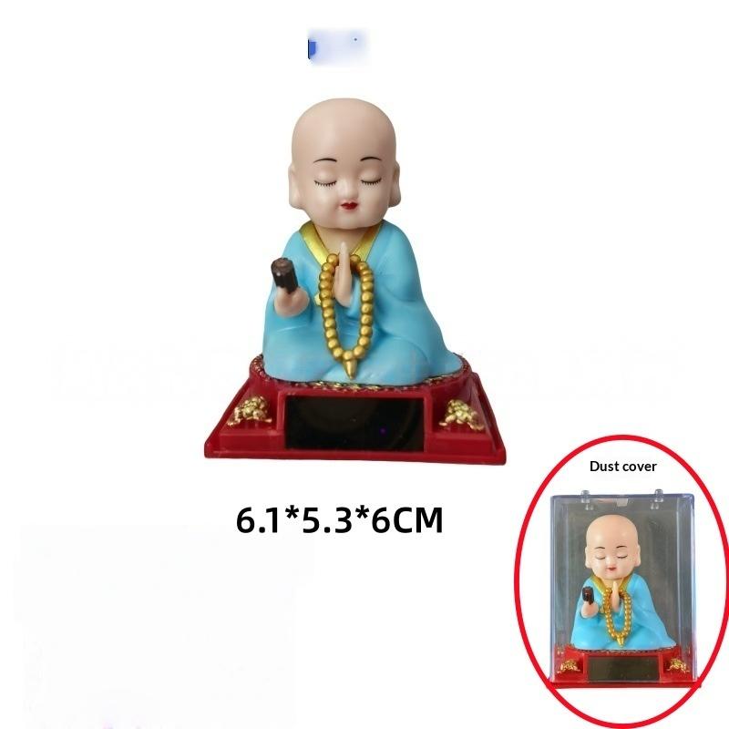 1Pcs Auto Shaking Little Monk Car Interior Accessories Toy Mini Solar Powered Little Monk Car Ornament Desktop Office Decoration