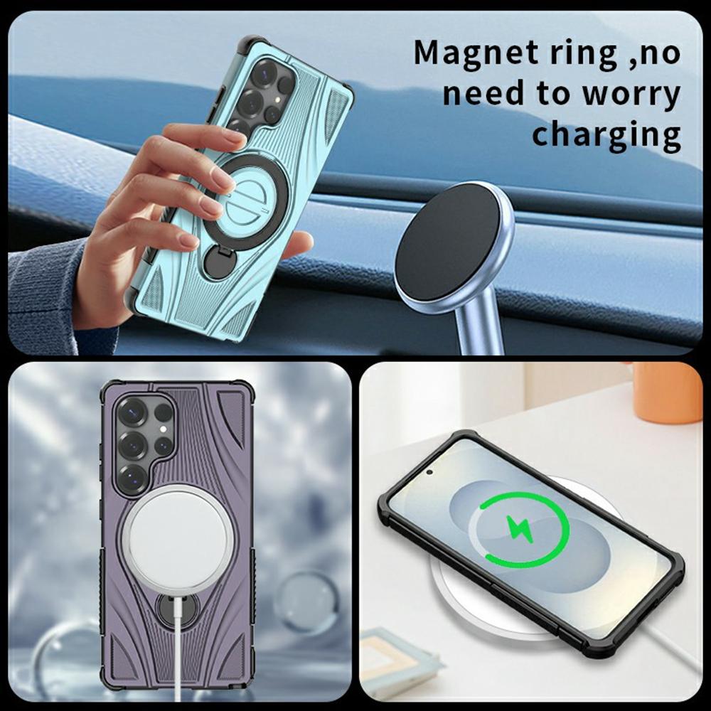 For Samsung Galaxy S26 Ultra Magnetic Case Rotating Kickstand TPU PC Shockproof Phone Back Cover