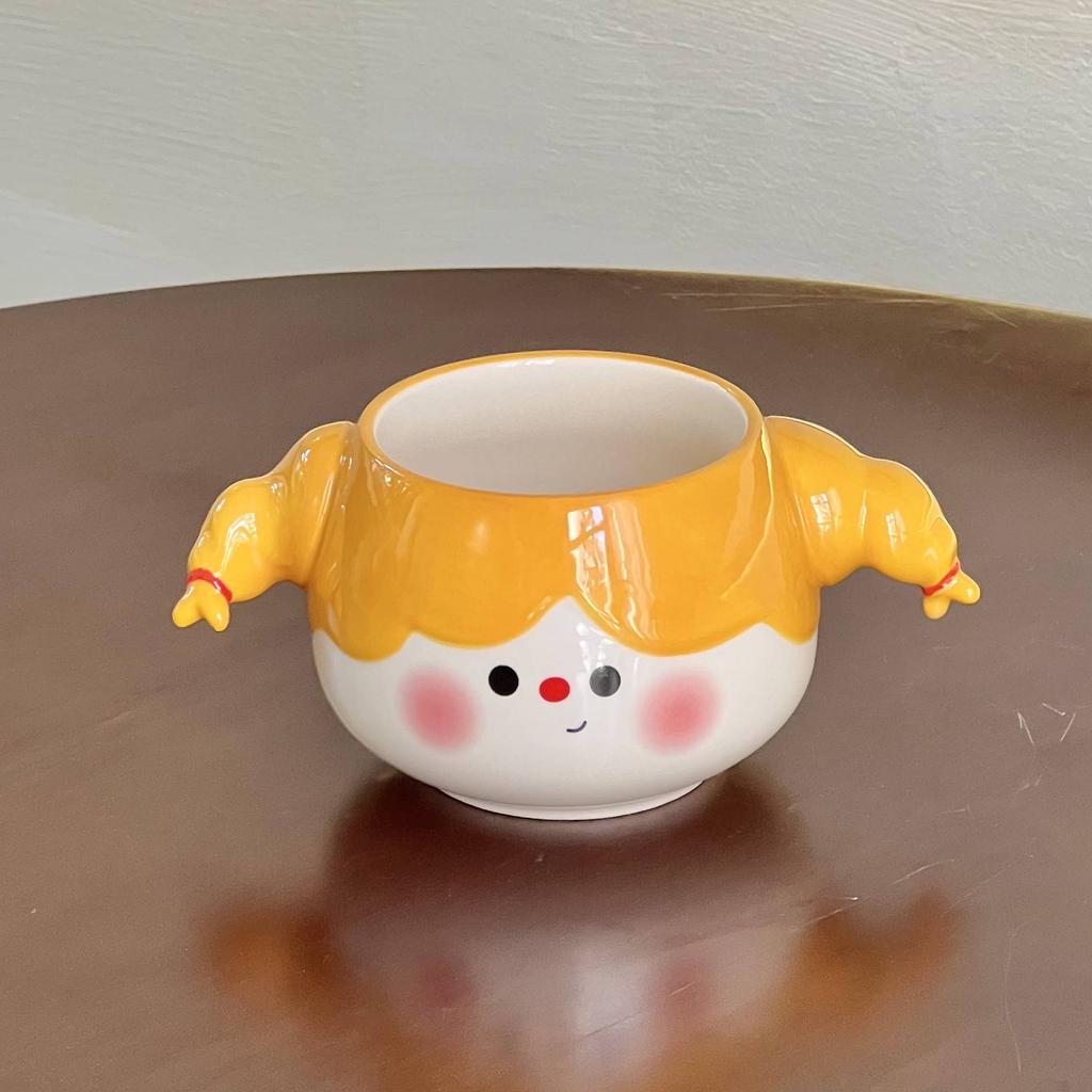 Hochwertiger geflochtener süßer Keramiktasse für kleine Mädchen mit Deckel Löffel Paar Frühstück Kaffeetasse Büro Wasserbecher