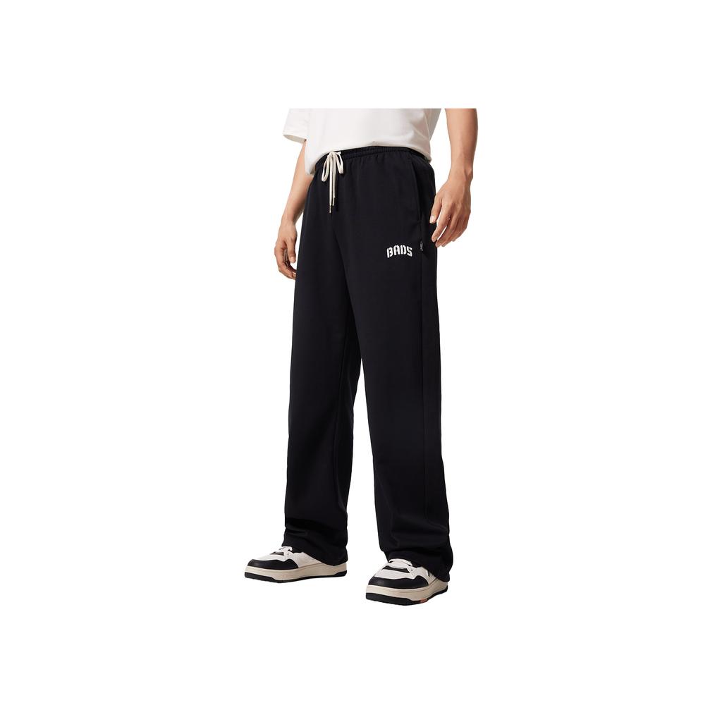 Li-Ning Badfive Letter Mid-Rise Drawstring Breathable Versatile Straight Leg Casual Pants Men bottoms Black AKLV081-3