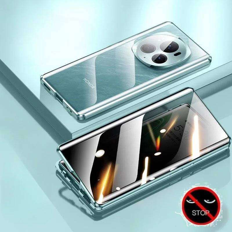 360° Magnetic Anti-Peep Privacy Case for Huawei Mate 80 70 60 50 40 30 P80 P70 Pro/ Pro+ Ultra with Tempered-Glass Cover Phone Bumpers
