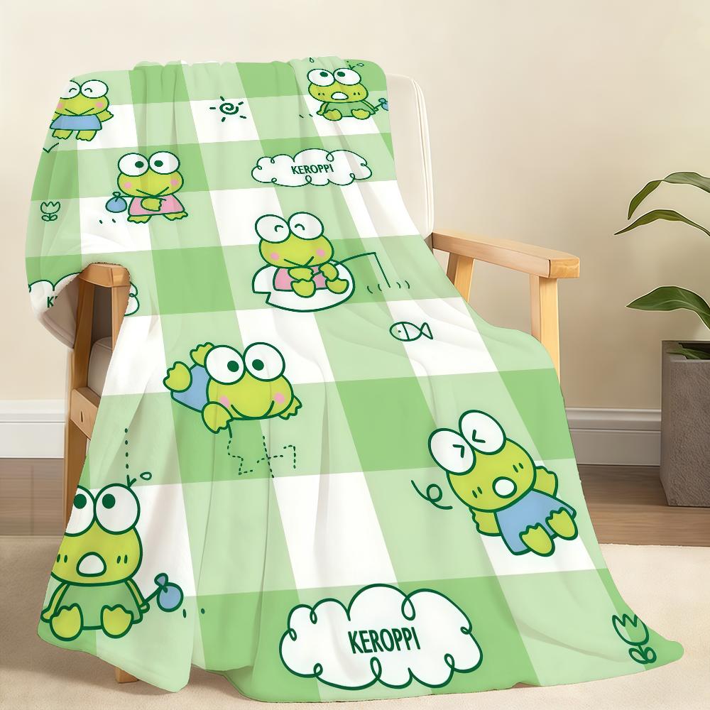 Kawaii K-Keroppi-I Chibi Blanket Soft Throw Blanket for Home Bedroom Bed Sofa Picnic Travel Office Rest Cover Blanket Gift 100x150cm