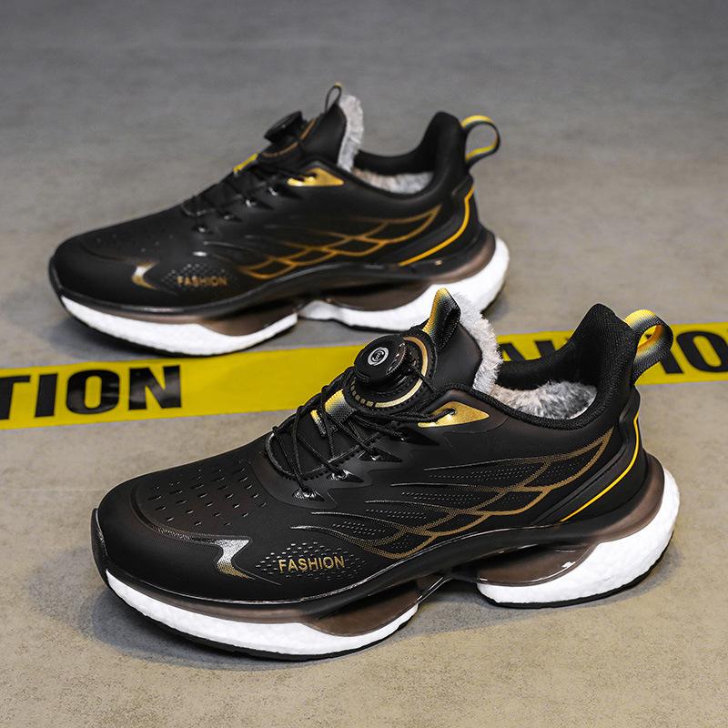 Cotton Shoes Men's Shoes Winter Velvet Warm Two Cotton Shoes Youth Sports Running Non-slip Heightening Ultra-light Basketball Running Shoes