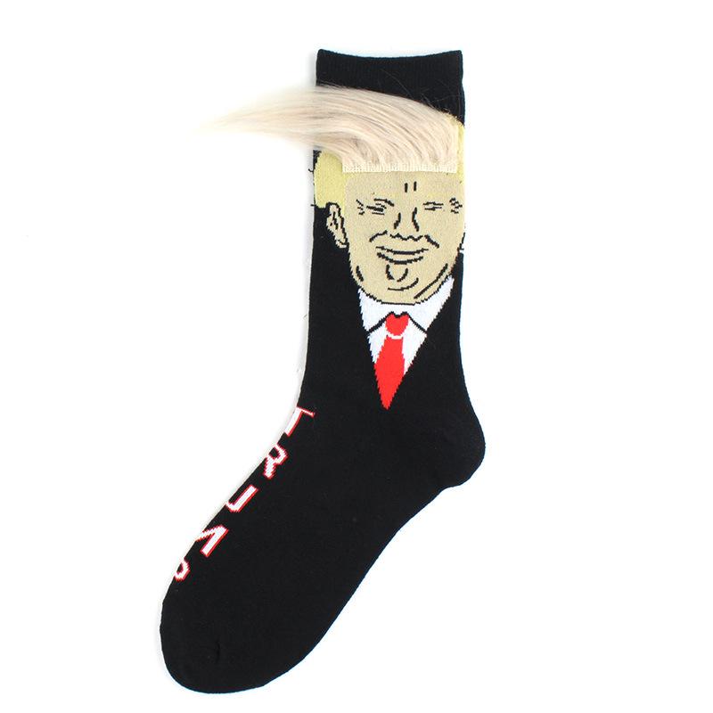 Unisex Funny Print Ponožky pro dospělé pro volný čas Crew 3D Ponožky pro posádku s falešnými vlasy Hot Sale Hip Hop Skateboard Sock