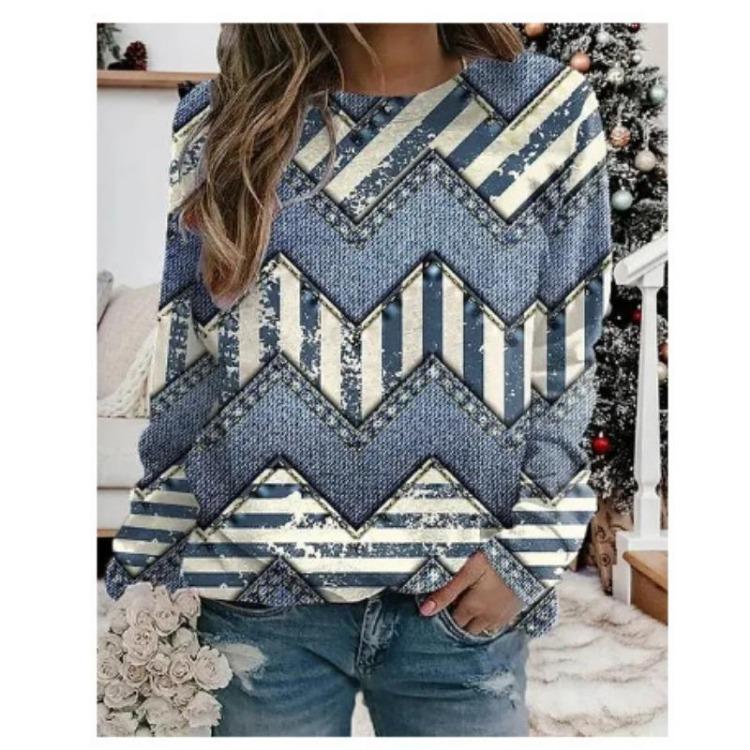 Fashion Vintage Women's 3D Printed Sweatshirt Loose Casual Long Sleeve O Neck Top Winter Autumn Wear Temperament Design