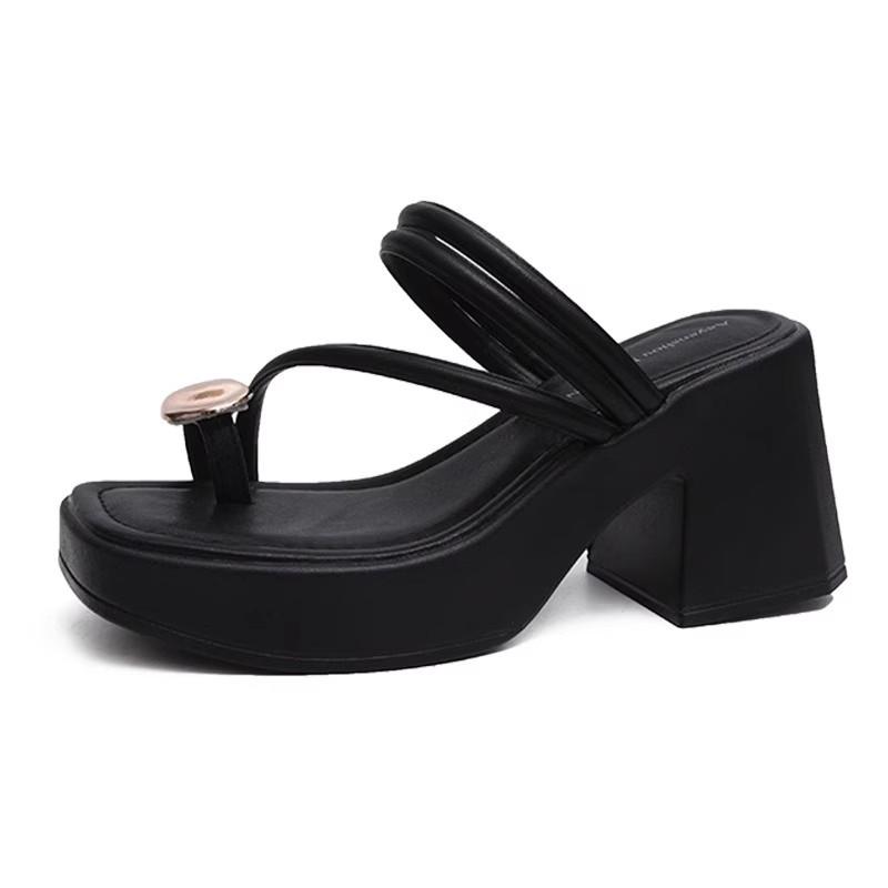 High-heeled Slippers Women's Summer Outer Wear New Thick-soled Beautiful Thick-heeled Exquisite Height-increasing Sandals