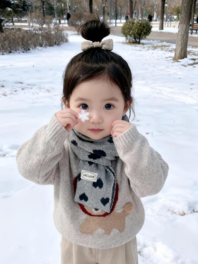 Korean Style Thick Wool Baby Scarf: Warm Knit Neck Warmer & Windproof Protector for Boys and Girls