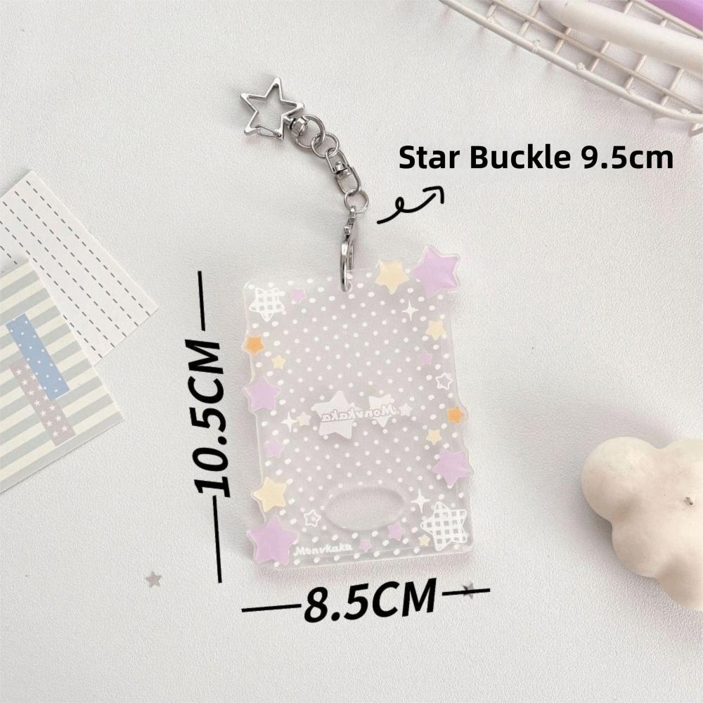 Kawaii Shining Stars Kpop Photo Card Holder Keychain Portable Acrylic Idol Photo Holder 3 Inch Clear ID Card Cover Bag Pendant
