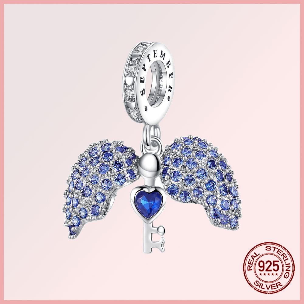 Sparkling Pavé Angel Wings Copper Dangle Charms Fit Original Bracelet Beads Jewelry Gift Diy