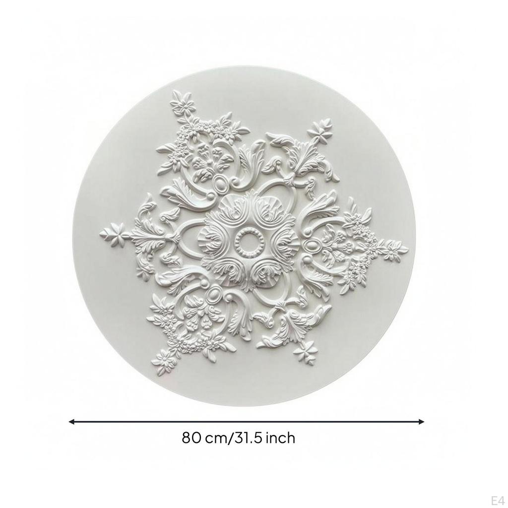 Ceiling Light Base Elegant Floral Raised Medallion Polyurethane Centerpiece for