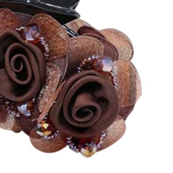 Non-slip Crossing Teeth Women Hair Claw Flower Beads Decor Bow Bath Hair Claw Styling Tool
