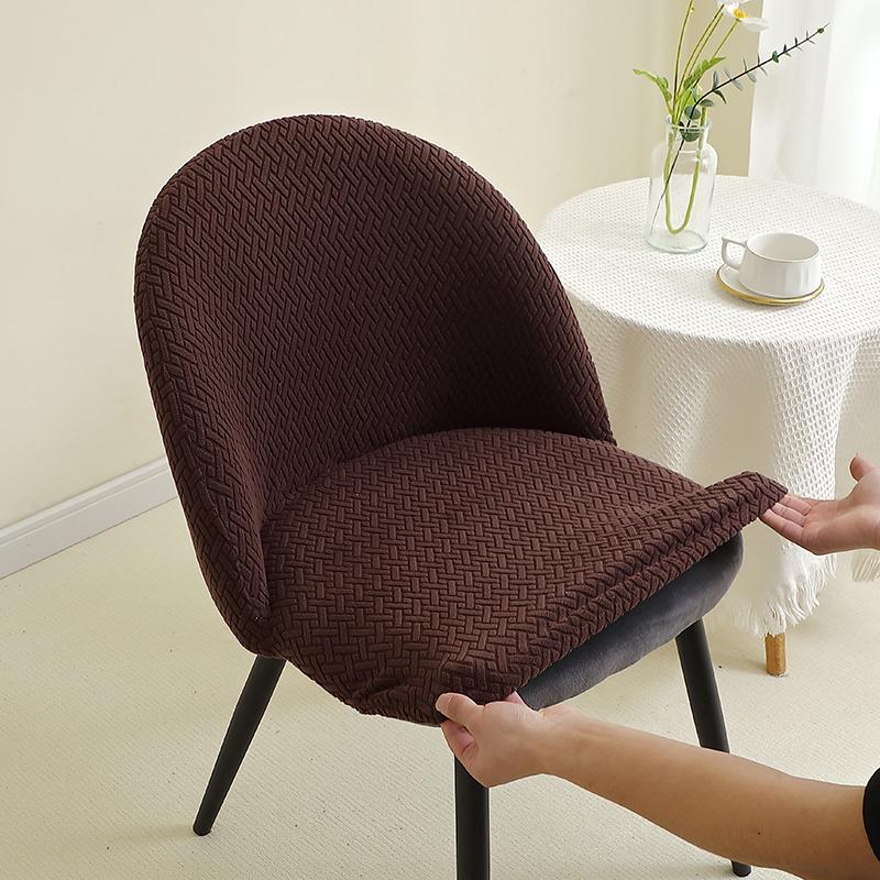 1/2Pcs Soft Jacquard Dining Chair Cover Curved Duckbill Chair Slipcover Short Back Seat Cover For Living Room El Wedding