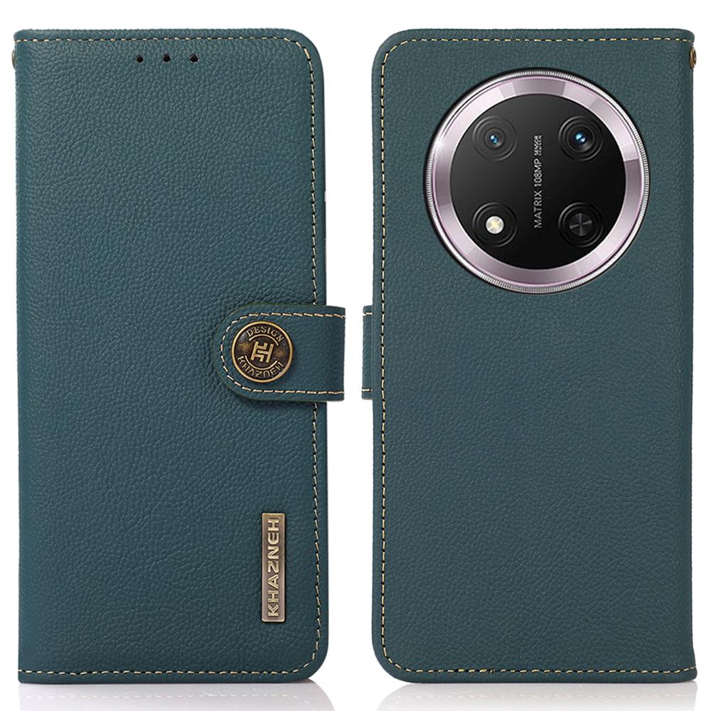 

KHAZNEH For Honor Magic7 Lite 5G/X9c 5G/X60 Pro 5G Case Genuine Cow Leather RFID Blocking Wallet Phone Cover A