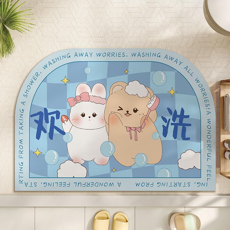 

Коврик для ванной комнаты с рисунком из мультфильма, впитывающий коврик для двери в ванную, детский противоскользящий коврик для ног в душевой комнате 40 * 60cm