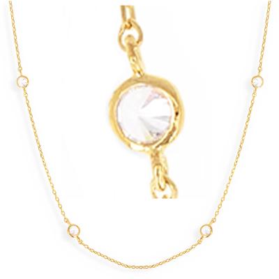 [Q3980] - Colar banhado a ouro 'Sissi' ouro branco - 45 cm 4 mm (cristal)