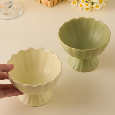 1PC Ceramic High Legged Bowl, 200ml/7.5oz Dessert Bowl, Used for Smoothies, Jam, Ice Cream Bowls