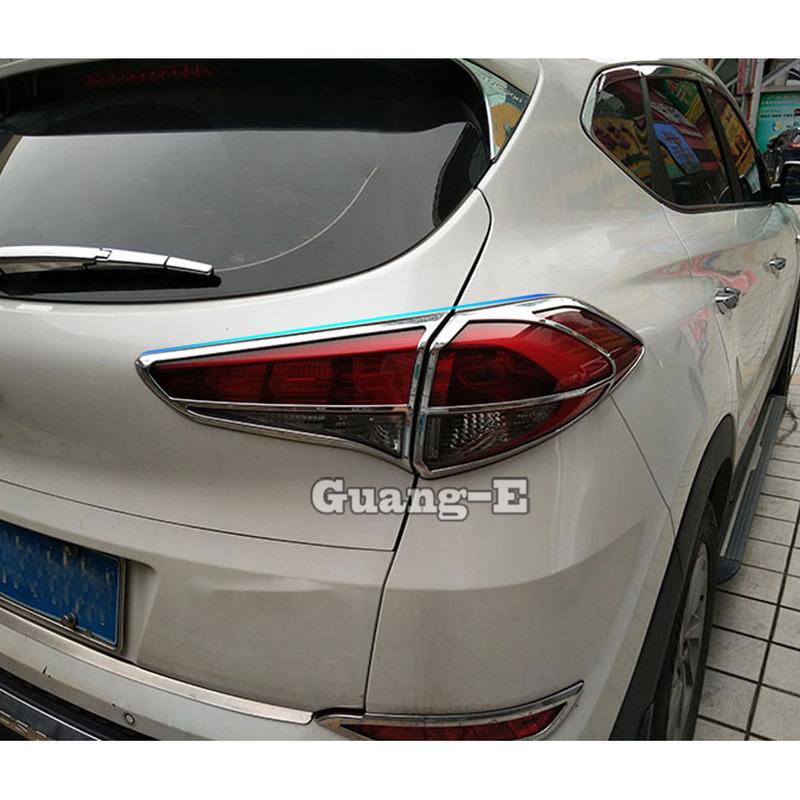 For Hyundai Tucson 2015 2016 2017 2018 Car Body Rear Back Light Lamp Detector Frame Stick Styling ABS Chrome Cover Trim Eyebrow