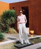 OBER GOLF Airy Stripe Collar Knit (Pink)