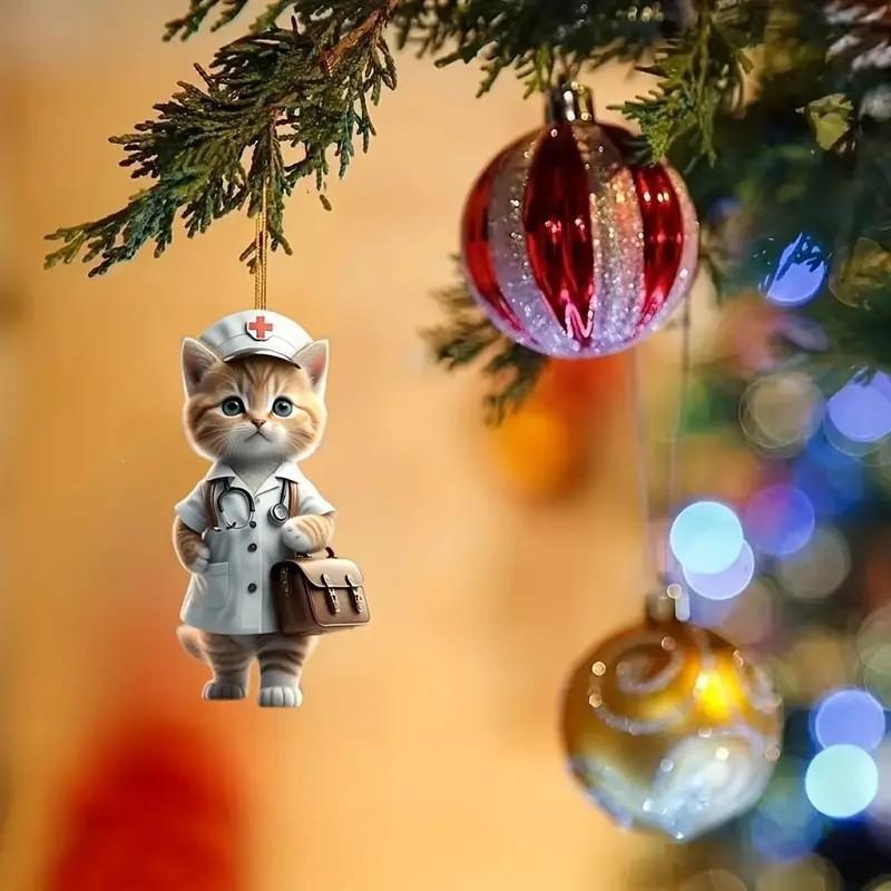 Creative Acrylic Cat Decoration For Car Rearview Mirror Unique Keychain Pendant For Personalized Interior Decor