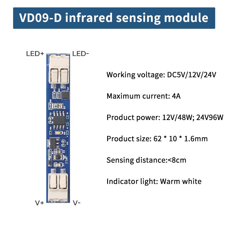 High Sensitivity Capacitive Sensor LED Dimmer DC 12V/24V 4A Solder-free Induction Switch for Hotel Lighting