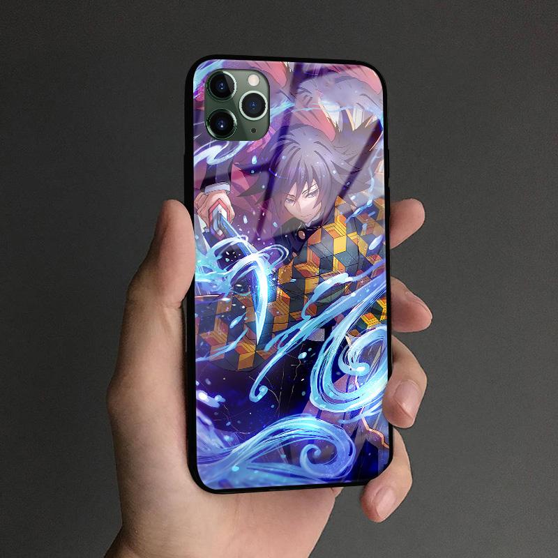 Giyu Tomioka Kimetsu no Yaiba silikonové sklo Kryt pouzdra na telefon pro iPhone SE 6 6s 7 8 Plus X XR XS 11 12 mini Pro max