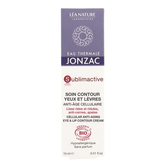 Soin Contour Yeux & Lèvres - Jonzac - Sublimactive - 15ml - Hypoallergénique - Crème