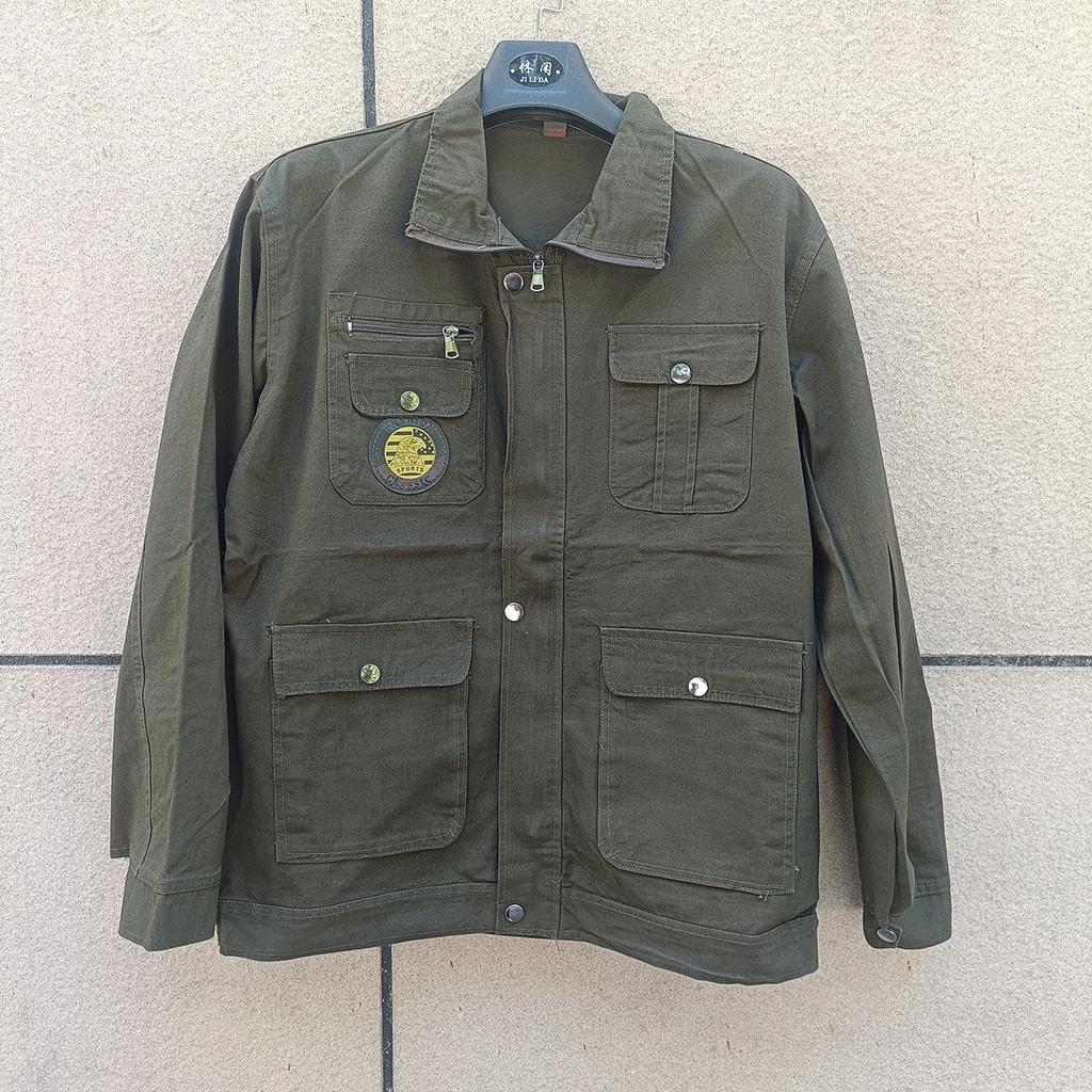 Men's and Women's Durable Army Green Cotton Workwear Set for Spring and Autumn