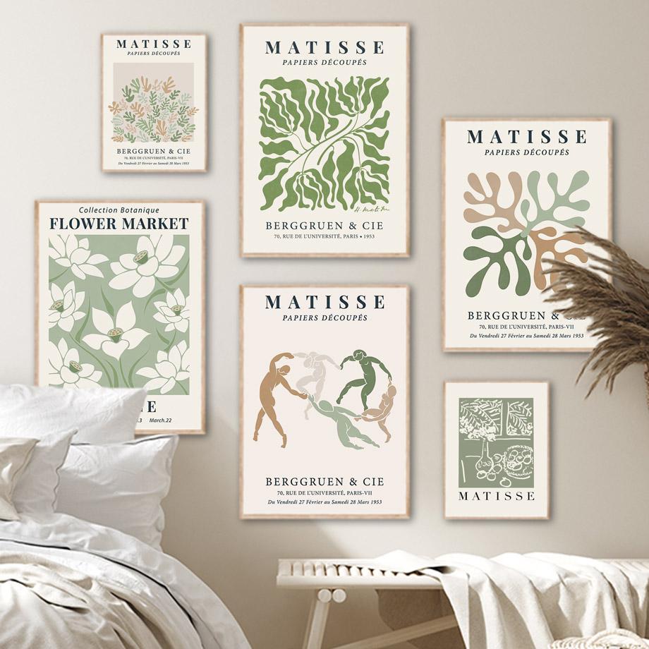 Minimalism Abstract Woman Posters Wall Art Canvas Painting For Living Room Home Decor Matisse Green Leaf Flower Modern