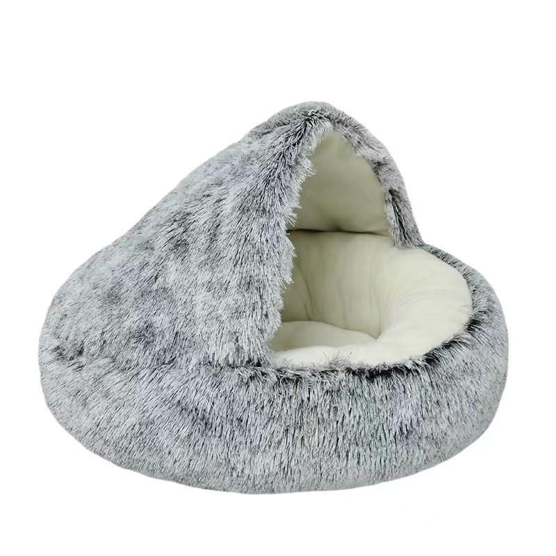 Winter Long Plush Pet Cat Bed Round Cat Cushion Cat House 2 In 1 Warm Dog Basket Cat Sleep Bag Cat Nest Kennel For Small Dog Cat